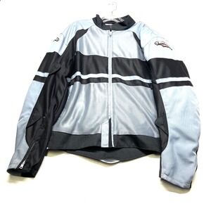 Teknic Motorcycle Jacket Mens 44/54 Gray Black Padded Mesh Armor Riding Gear